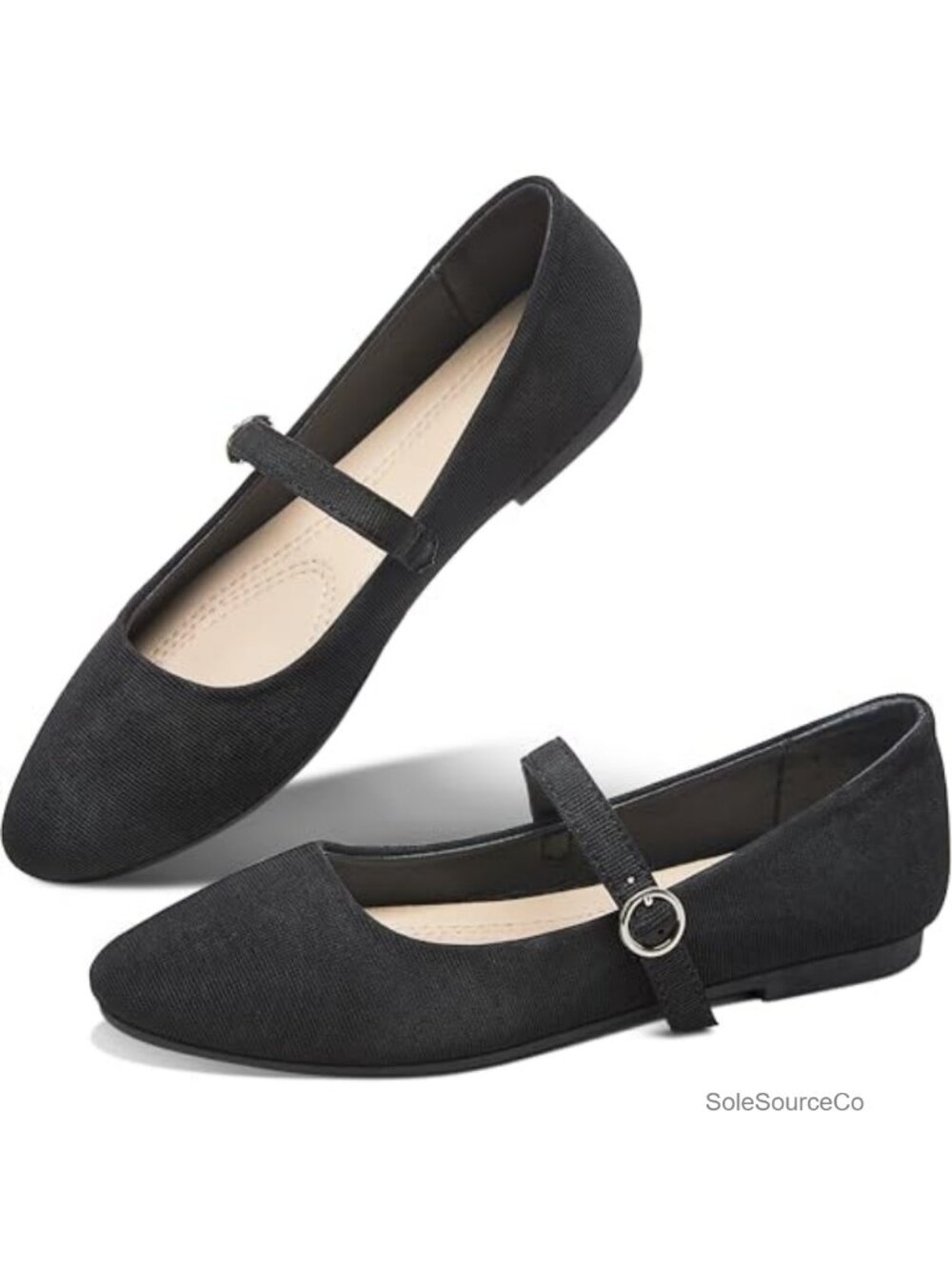 Mary Jane Flats Round Toe Ballet Women's Dressy Fabric Business Comfortable